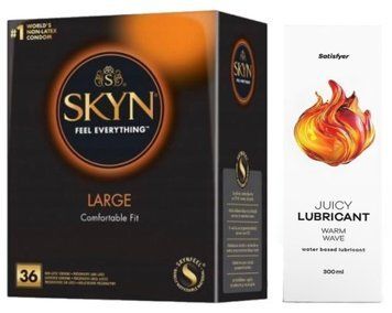 Набір Лубрикант Satisfyer Warm Wave 300 мл + SKYN Large 36 шт. SOS12735 фото