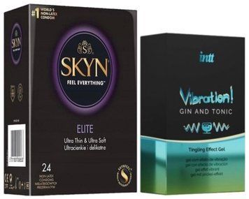 Набір з SKYN Elite (24 шт) + Рідкий вібратор Intt Vibration Gin Tonic (15 мл) SOS10131 фото