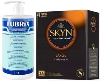 Набор из Лубриканта на водной основе Lubrix (1 л) + SKYN Large, 36 шт SOS8820 фото