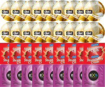 Набор 36 шт ONE Banana Split + Pasante Strawberry Crush + EXS EXTRA SAFE SOS7744 фото