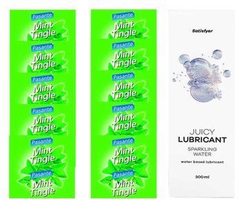 Комплект Pasante Mint 10шт. + Лубрикант Satisfyer Juicy Lubricant Sparkling Water 300 мл SOS11684 фото