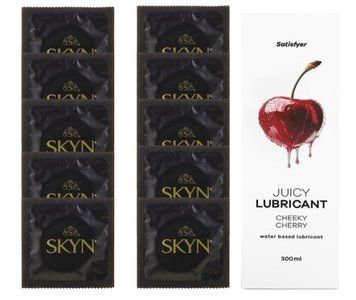 Комплект SKYN Original 10 шт. + Лубрикант Satisfyer Juicy Lubricant Cheeky Cherry 300 мл SOS12635 фото