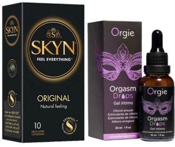 Набір з SKYN Original (10 шт) + рідкий стимулятор Orgie Orgasm Drops (30 мл)  SOS9885 фото