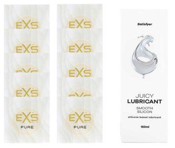 Комплект: из EXS Pure 10 шт + Лубрикант Satisfyer Juicy Smooth Silicon based 150 мл SOS11293 фото
