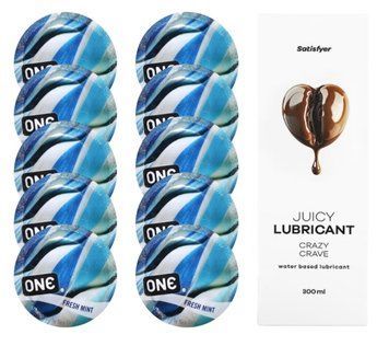 Набор: One Fresh Mint 10 шт. + Лубрикант Satisfyer Crazy Crave 300 мл SOS12433 фото