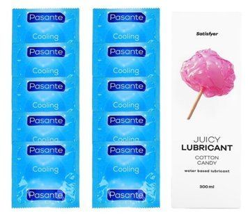 Комплект Pasante Cooling 10шт. + Лубрикант Satisfyer Juicy Lubricant Cotton Candy 300 мл SOS11584 фото