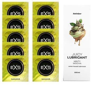 Комплект: из EXS Banana 10 шт + Лубрикант Satisfyer Juicy Minty Mocha water based 300 мл SOS11343 фото