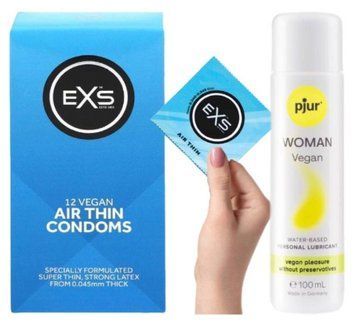 Комплект EXS Air Thin 12 шт + Pjur Woman Vegan 100 мл SOS13587 фото