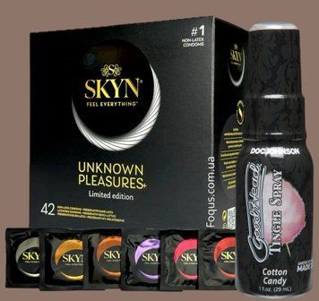 Набір SKYN Pleasures, 42 шт-6 видів + Спрей Doc Johnson GoodHead Tingle Spray - Cotton Candy (29 мл)  SOS5163 фото