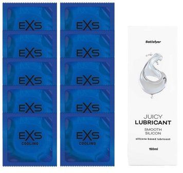 Набор: EXS Cooling 10 шт. + Лубрикант Satisfyer Smooth Silicon 150 мл SOS11142 фото