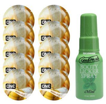 Комплект ONE Banana Split 10 шт + Doc Johnson GoodHead Booty Licker Spray Mint (29 мл) SOS13728 фото