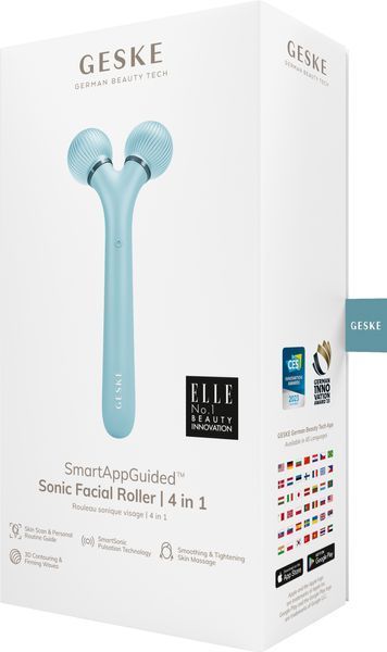 Электронный ультразвуковой ролик для лица GESKE Sonic Facial Roller 4в1 turquoise HB0180 фото