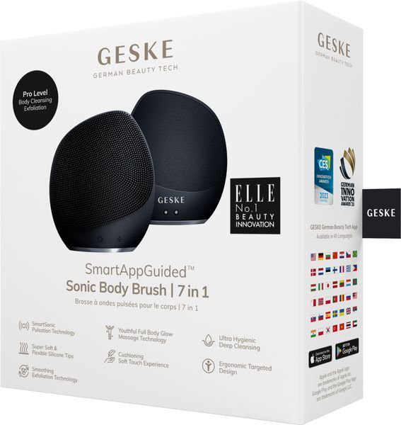 Ультразвуковая щетка для тела и интенсивный пилинг GESKE Sonic Body Brush&Intensive Exfoliator 7в1 black HB0352 фото