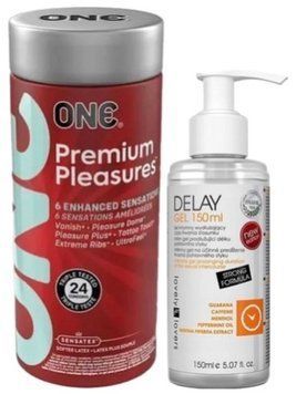 Набір з 24 шт ONE Premium Pleasures + Пролонгатор  Lovely Lovers DELAY GEL 150ml SOS9376 фото