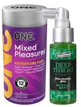 Комплект 12 шт ONE Mixed Pleasures + Спрей Doc Johnson GoodHead DeepThroat Spray - Mystical Mint 59 мл SOS6120 фото