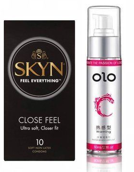 SKYN Close Feel  10 штук та Лубрикант зігріваючий на водній основі OLO 60 мл SOS27 фото