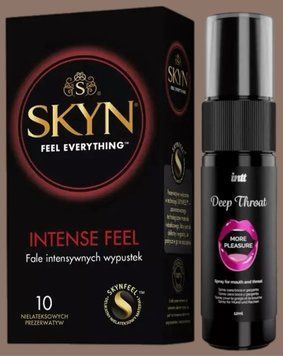 Комплект SKYN Intense Feel 10 шт + Спрей Intt Deep Throat Oral Spray (12 мл) SOS5627 фото