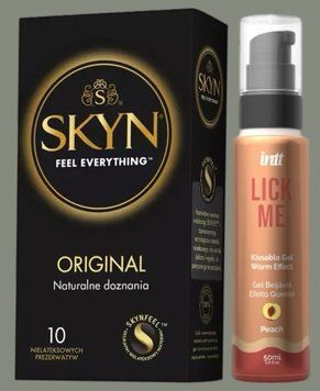 Комплект SKYN Original 10 шт +  Гель  INTT Lick Me Kissable Gel Peach 50 мл SOS5827 фото