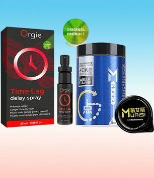 Пролонгатор для мужчин Time Lag, 25 мл. ORGIE +  Muaisi 0.02 мм Blue &ndash; 12 шт (банка) SOS6686 фото