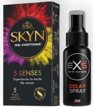 Набор из SKYN 5 Senses + Спрей-пролонгатор EXS DELAY SPRAY 50 МЛ SOS8832 фото