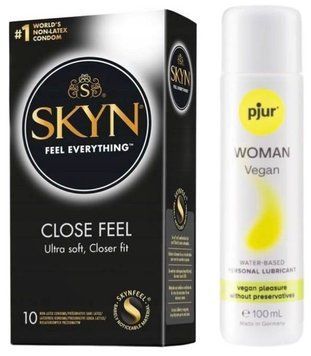 Комплект SKYN Close Feel 10 шт + Pjur Woman Vegan 100 мл SOS13188 фото