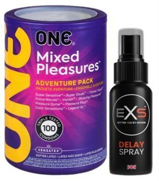 Набор из ONE Mixed Pleasures 100 шт + Пролонгатор EXS DELAY SPRAY 50 МЛ SOS9476 фото