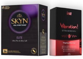 Skyn Elite 36 шт + Intt Vibration Strawberry (15 мл) SOS7136 фото