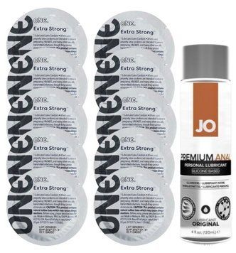 Комплект ONE Extra Strong 10 шт + JO Anal Premium Original (120 мл)  SOS14155 фото