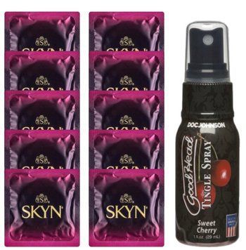 Комплект SKYN Cherry Sunrise 10 шт + Doc Johnson GoodHead Tingle Spray Sweet Cherry (29 мл) SOS13679 фото