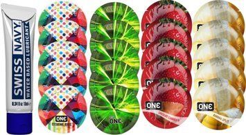 Набор из Swiss Navy Water-Based 10 мл + ONERibs + ONE Glowing + ONEChocolateStrawberry + ONEBanana SOS8525 фото