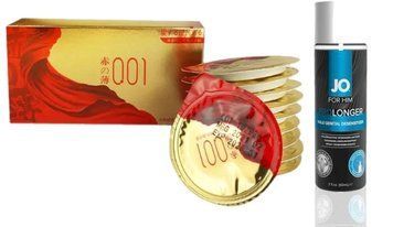 10шт. Olo Red Gold+Пролонгувальний спрей System JO Prolonger Spray with Benzocaine (60 мл)  SOS6636 фото