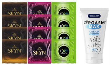 Комплект: Пролонгатор Medica-Group Orgasm Max 50 мл + 8 шт SKYN + 4 шт EXS EXTREME 3 в 1 SOS10953 фото