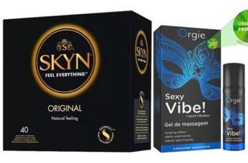 SKYN ORIGINAL 40 шт + SEXY VIBE для чутливих, 15 мл ORGIE SOS7085 фото