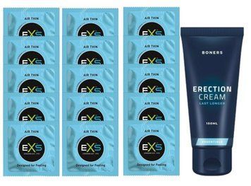 Комплект EXS Air Thin 15 шт + Boners Erection Cream, 100 мл SOS14768 фото