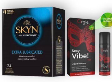 SKYN Extra Lube 24 шт + SEXY VIBE, 15 мл вібрація + зігріваючий ефект ORGIE SOS7035 фото