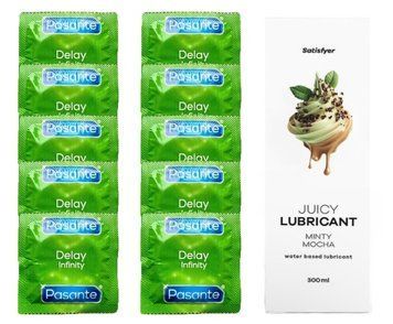 Набір: Pasante Delay Infinity 10 шт. + Лубрикант Satisfyer Minty Mocha 300 мл SOS12034 фото