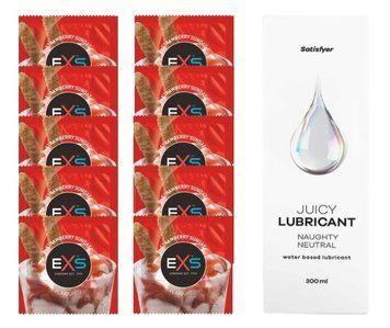 Комплект: EXS STRAWBERRY SUNDAE 10 шт. + Лубрикант Satisfyer Naughty Neutral 300 мл SOS11444 фото