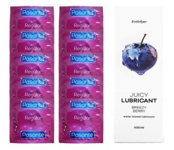 Комплект Pasante Regular 10 шт. + Лубрикант Satisfyer Juicy Lubricant Breezy Berry (300 мл) SOS12134 фото