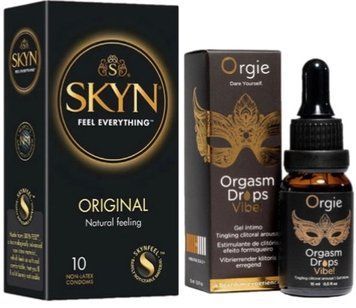 Набір з SKYN Original (10 шт) + рідкий стимулятор ORGASM DROPS VIBE! (15 мл) від ORGIE SOS9886 фото