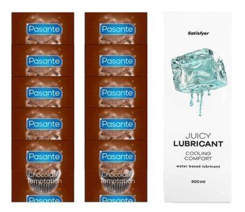 Комплект Pasante Chocolate 10шт. + Лубрикант Satisfyer Juicy Lubricant Cooling Comfort 300 мл SOS11635 фото