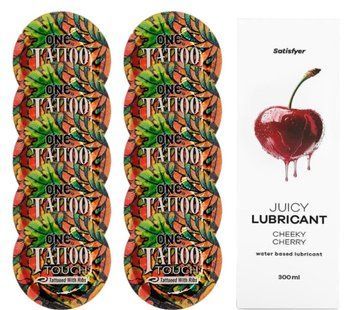 Комплект ONE Tattoo Touch 10 шт. + Лубрикант Satisfyer Juicy Lubricant Cheeky Cherry (300 мл) SOS12184 фото