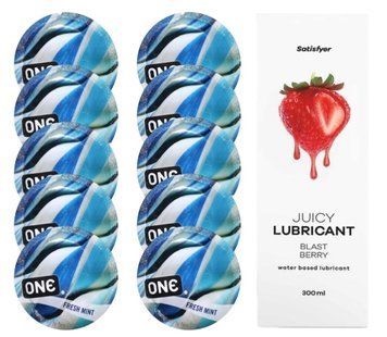 Набор: One Fresh Mint 10 шт. + Лубрикант Satisfyer Blast Berry 300 мл SOS12434 фото