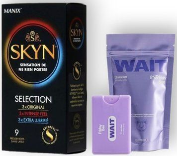 Набор из SKYN Selection (9 шт) + Пролонгатор WAIT &mdash; Friday Bae Delay Spray (10мл) SOS8878 фото