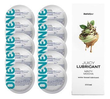 Комплект 𝐎𝐍𝐄 𝐏𝐥𝐮𝐬 10 шт. + Лубрикант Satisfyer Juicy Lubricant Minty Mocha (300 мл) SOS12334 фото