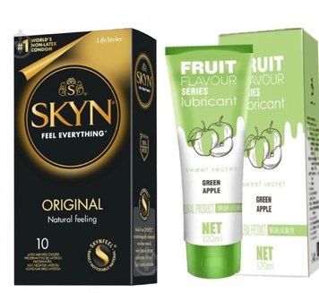 Комплект: SKYN Original 10 шт. + Лубрикант SWEET SECRET яблоко 120ml OLO SOS11835 фото
