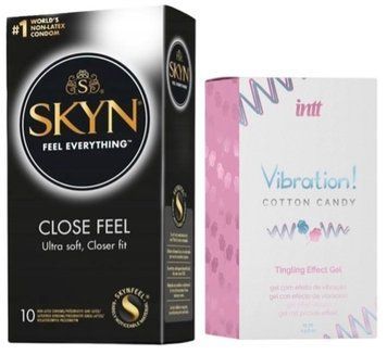 Набор из SKYN Close Feel (10 шт) + жидкий вибратор Intt Vibration Cotton Candy (15 мл) SOS9786 фото