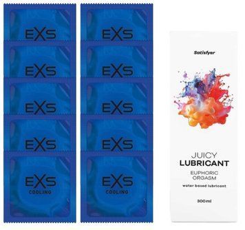 Набор: EXS Cooling 10 шт. + Лубрикант Satisfyer Juicy Euphoric Orgasm, 300 мл SOS11143 фото