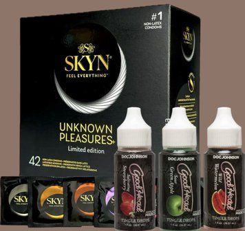 Набір SKYN Pleasures, 42 шт-6 видів + Краплі  Doc Johnson GoodHead - Tingle Drops (Watermelon, Green Apple, Strawberry) SOS5164 фото