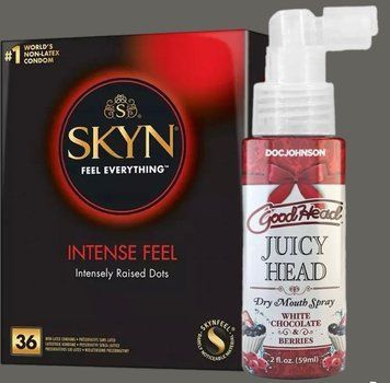Комплект Skyn Intense feel 36 штук + Спрей  Doc Johnson GoodHead - Juicy Head - White Chocolate and Berries 59мл SOS5391 фото