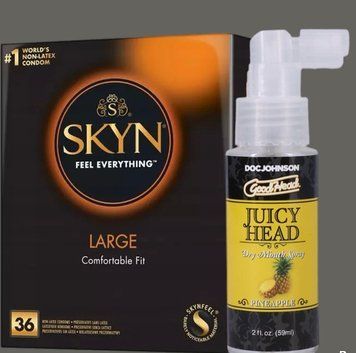 Комплект SKYN Large, 36 шт +  Спрей Doc Johnson GoodHead &ndash; Juicy Head Dry Mouth Spray &ndash; Pineapple 59мл SOS5436 фото